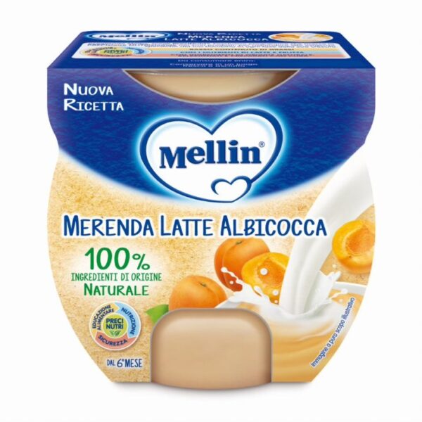 MELLIN "MERENDA" MELK EN ABRIKOOS - 2 X POTJES VAN 100GR - VANAF DE 6e MAAND - CALCIUM